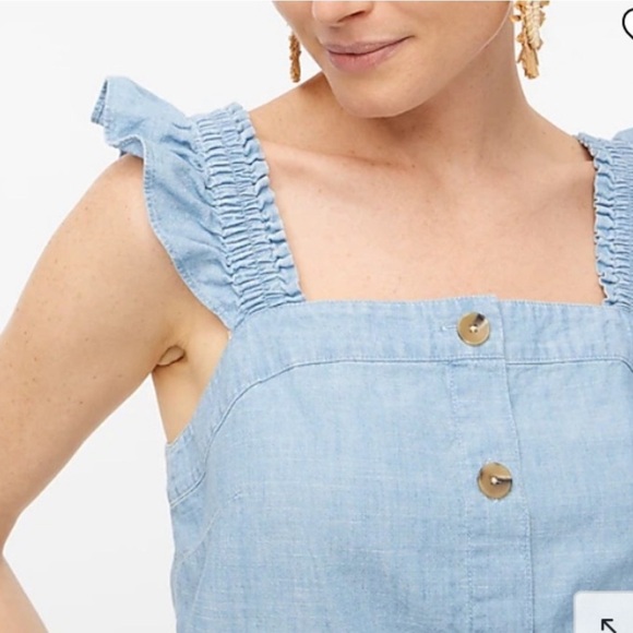 J. Crew Chambray Ruffle Tank Blue  Top Denim size small NEW - Picture 5 of 10